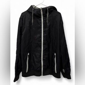 Men's DC Full Zip Hooded Jacket XL Black Lightweight Pockets Windbreaker‎ Casual